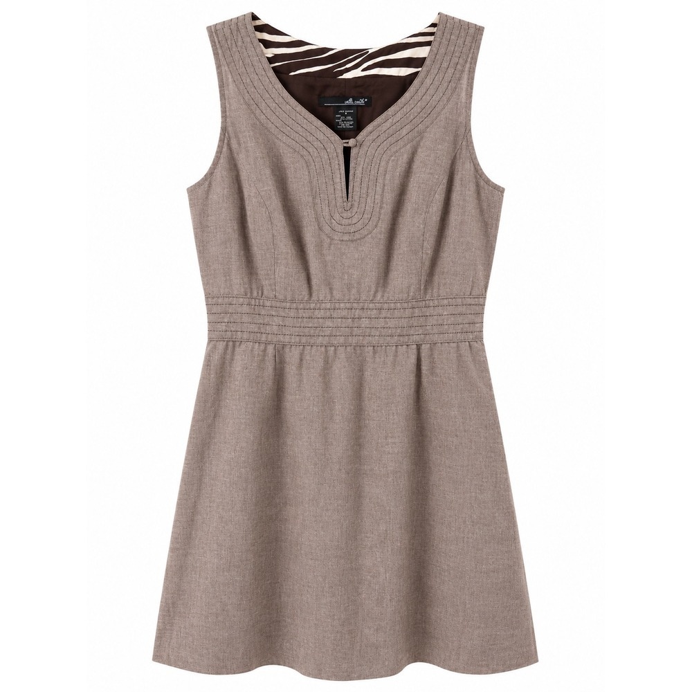 Willi Smith Linen Cotton Sheath Dress Size 8 Embroidered Stitch Detail